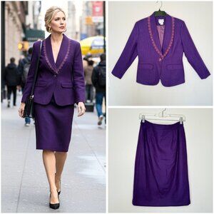 Vintage 80s Purple Power Suit - Size 9